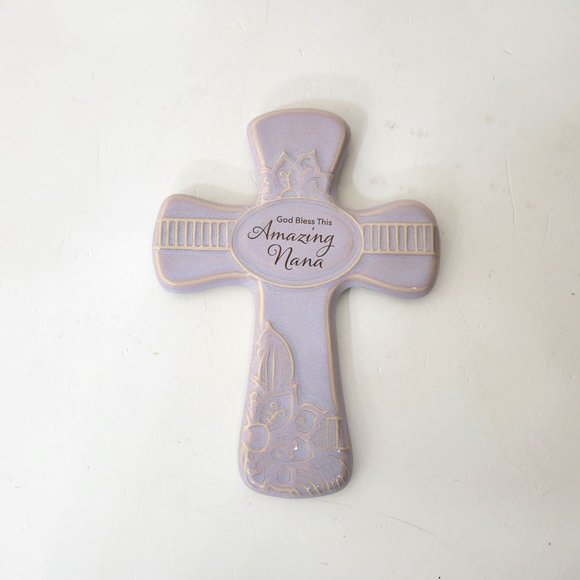 God Bless This Amazing Nana Pottery Cross Christian Wall Decor - Picture 3 of 5